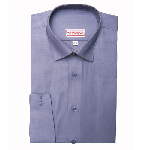 A folded light purple long-sleeve dress shirt with a spread collar and button-down front, displayed on a clean white background. The brand label 'Fab Touch ICON' is visible inside the collar.