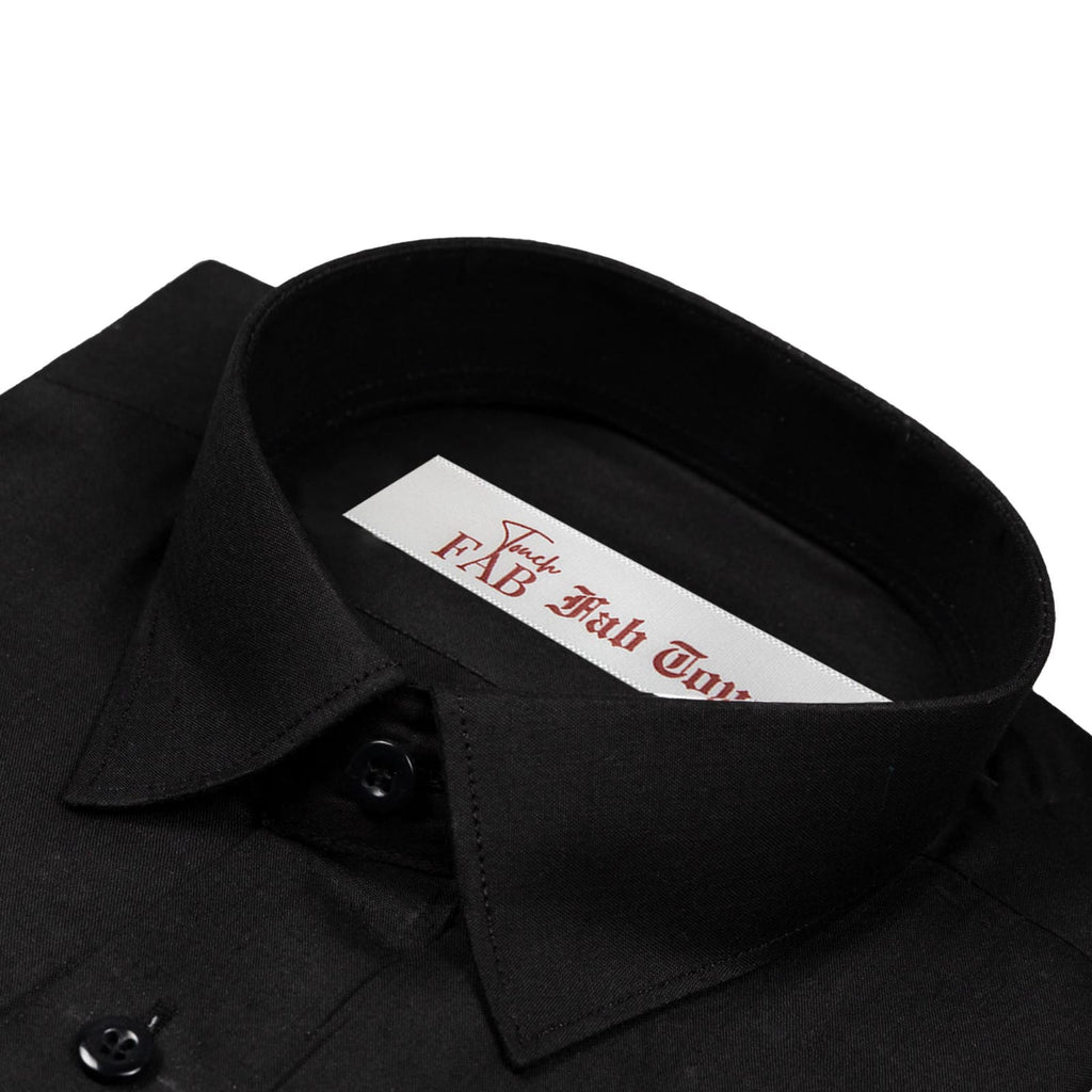 Fab Touch Men's Black Dress Shirt – Slim Fit | Full Sleeves