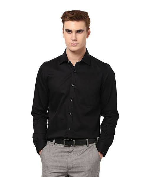 Fab Touch Men's Black Dress Shirt – Slim Fit | Full Sleeves